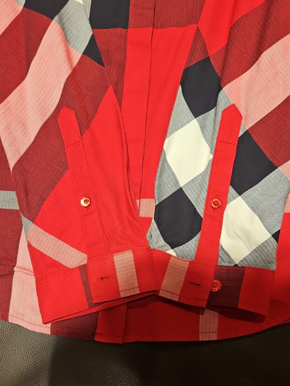 Womens Burberry Red and Black Nova Check Button-Down Shirt    Size Medium - Picture 4 of 9